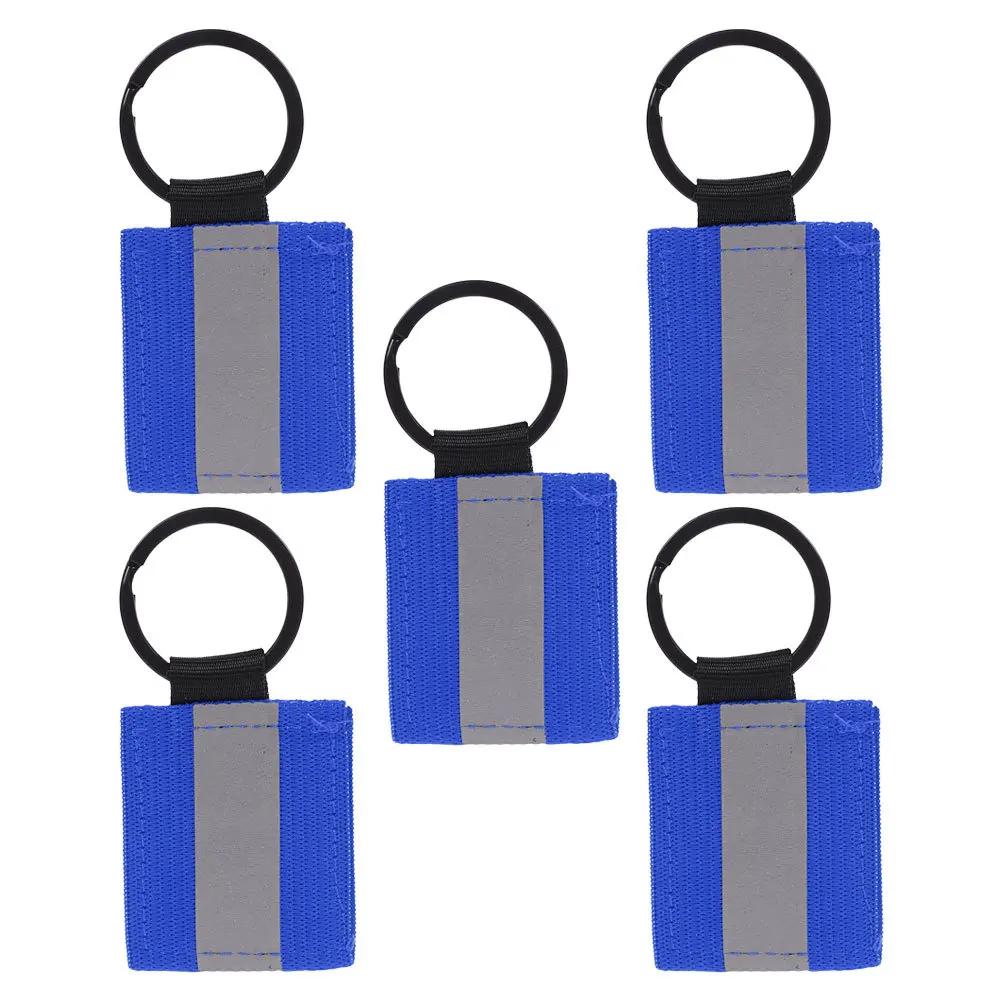 

5Pcs Double Sided Reflective Keychain Tags Bright Fluorescent Strips for Backpacks Bags Zippers Night Walking Commuting Safety