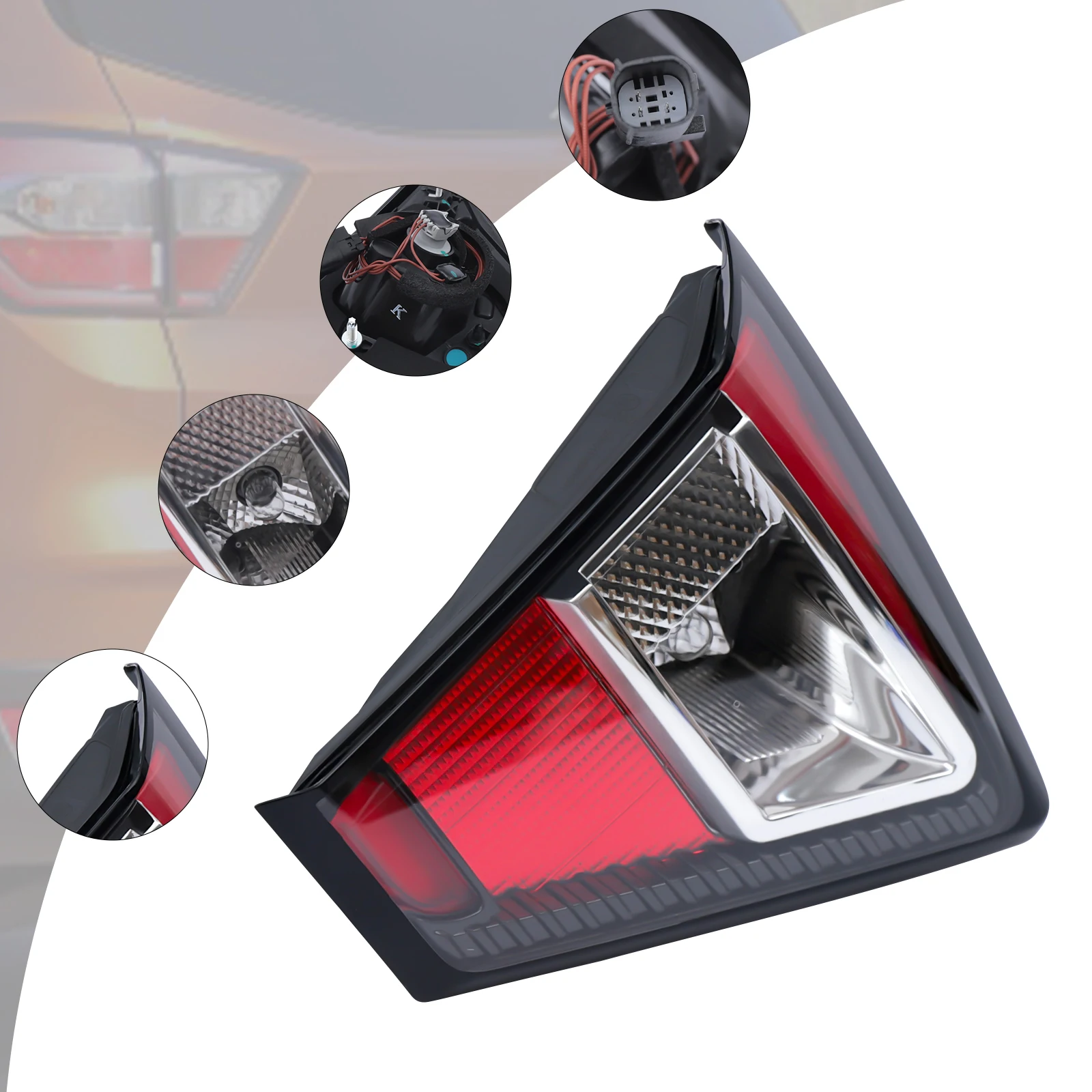

Red + Clear LED Taillights for 2017-2019 Ford Escape Kuga, Toyota Scion xA Compatible, Halogen Lamp, Left Side