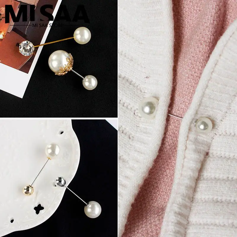 Simple Pearl Pin Brooch Female Sweater Collar Needle Accessories Pearl Stylish Design Fashion Jewelry Pin Dropship