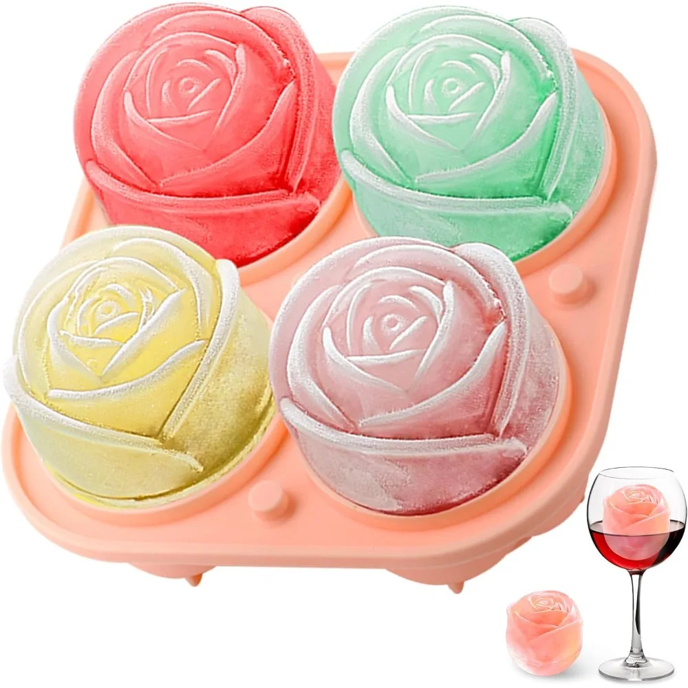 

Ice Cubes Mold,Rose Gift Ball Ice Maker Mold,4 Ice,Silicone Ice Cube Tray for Birthday Christmas Party,Rose Ice Cube Mold