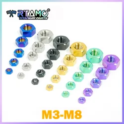 RTAMO Gr5 Titanium Nuts M3 M4 M5 M6 M8 Hex Nut CNC Parts for Bicycle Motorcycle Car Boat