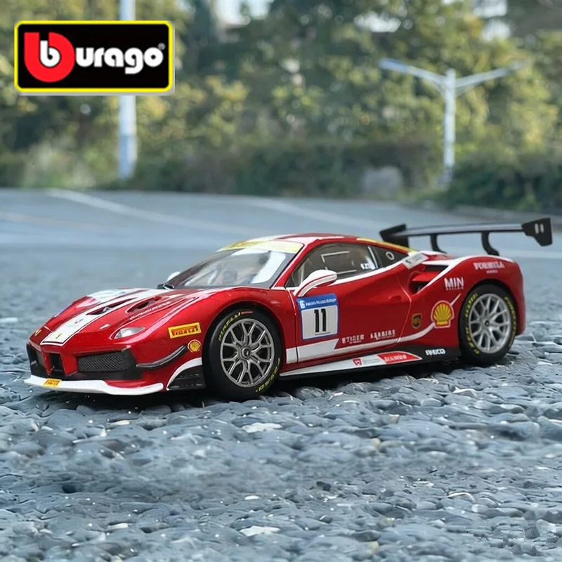 

Bburago 1:24 Ferrari 488 Challenge, модель спортивного автомобиля из сплава, литая металлическая модель гоночного автомобиля, имитация, детская игрушка, подарок