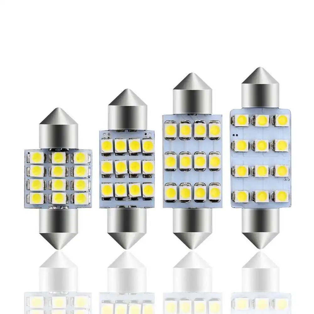 100 шт. C5W 31 мм 36 мм 39 мм 41 мм 12SMD 1210 3528 светодиодный гирлянда внутренняя купольная лампа для чтения лампа