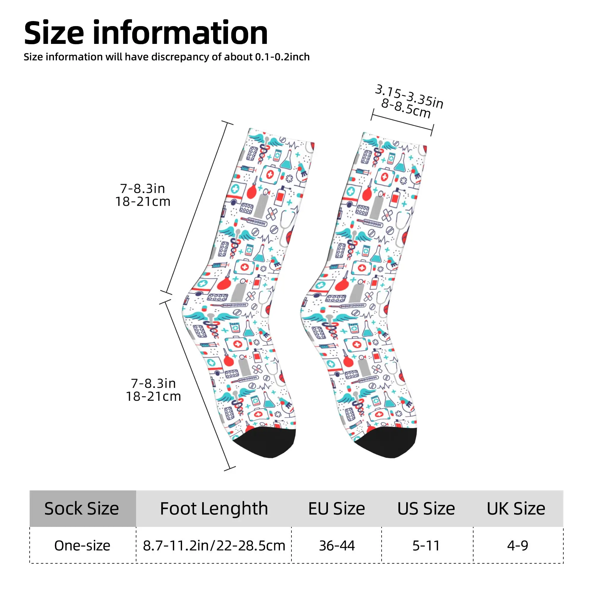 Calcetines geniales de dibujos animados para médicos y enfermeras, calcetines con estampado 3D para hombre, medias con patrón médico de enfermería para mujer