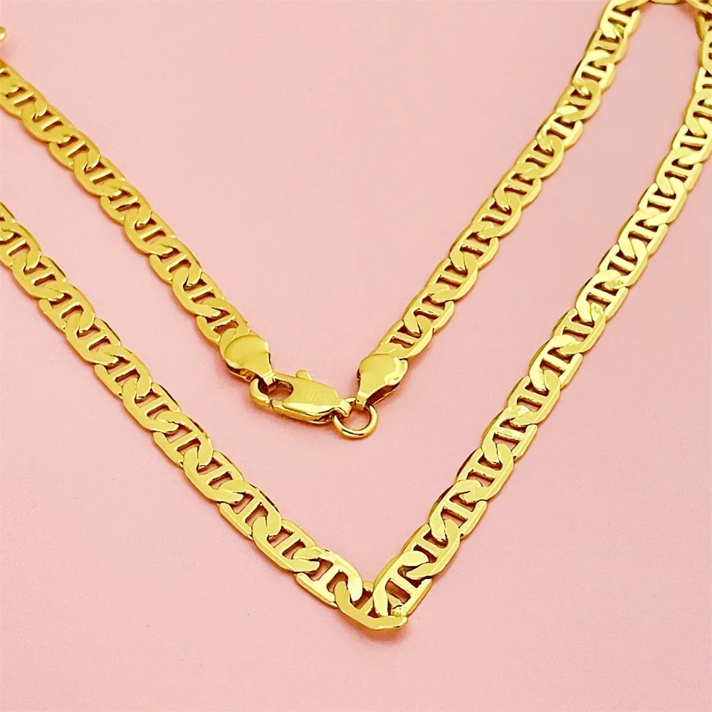 

Luxury 24K 9999 Pure Gold real gold Men's 6MM Japanese Necklace 45cm 50cm 55cm 60cm