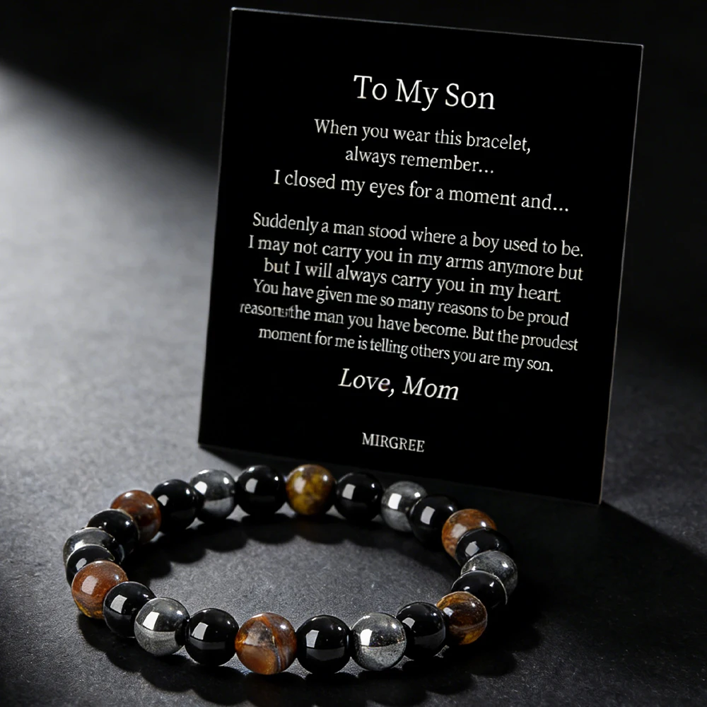 1 pieza de pulsera dada por mamá a hijo, con tarjeta adjunta, representa el amor de mamá para su hijo y un accesorio significativo