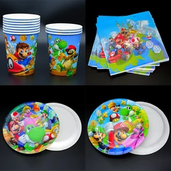 New Mario Birthday Decoration Cartoon Super Bros Party Supplies Kids Disposable Tableware Stickers Plate Balloons