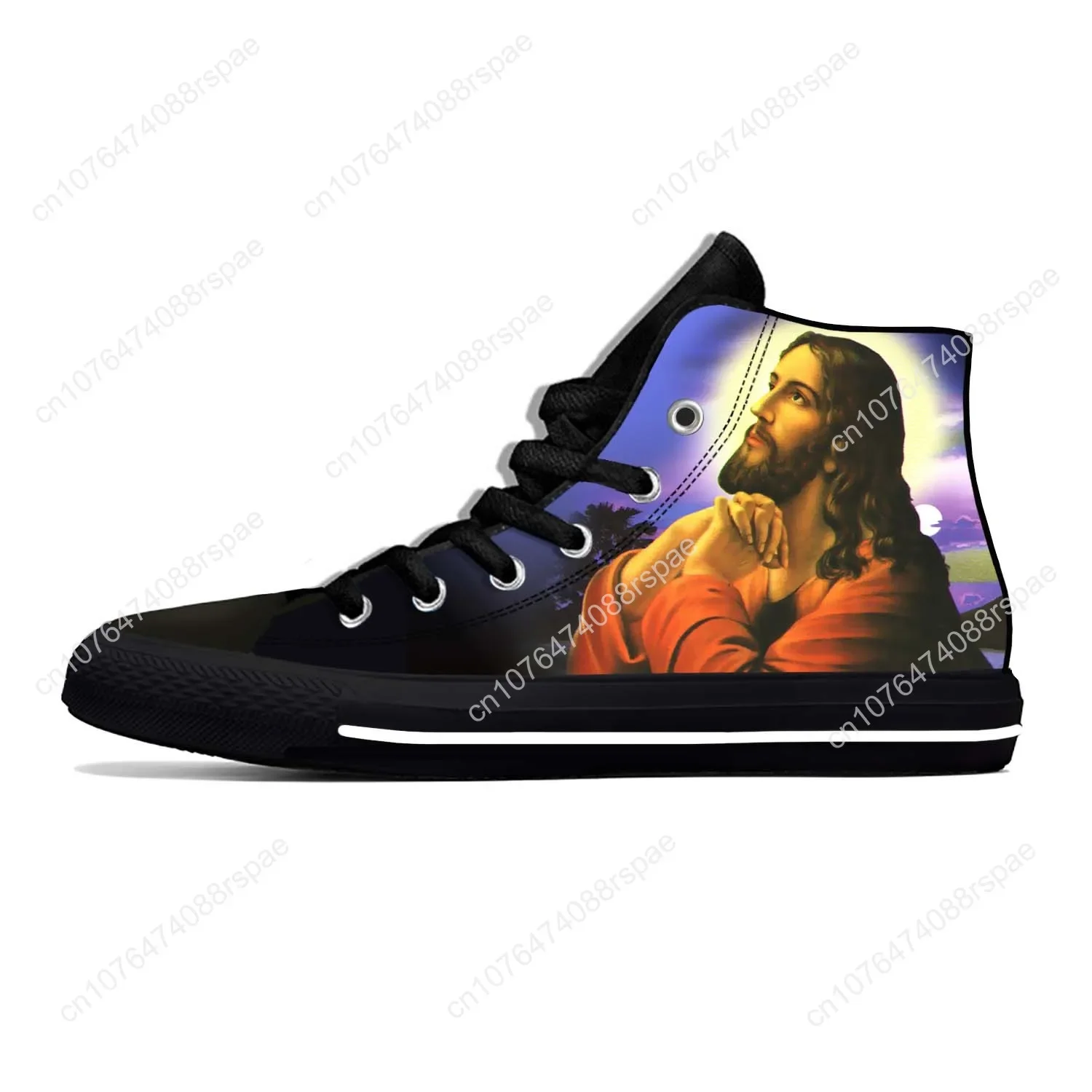 Jesus Christ Christian Cross God Faith Religion Casual Cloth Shoes High Top Comfortable Breathable 3D Print Men Women Sneakers