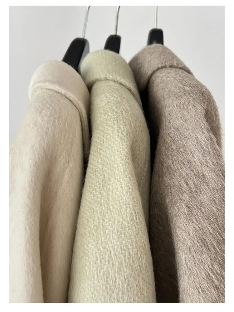 Office Lady Short Woolen Jackets 2024 Autumn And Winter Suit Collar Double Breasted Loose Women 100% Wool Coats