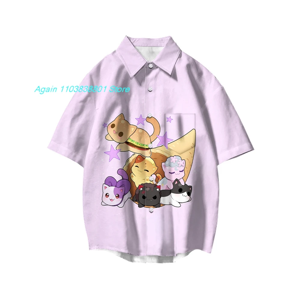 New style Aphmau Merch kids XXS-4XL short sleeved shirt For men women clothes Harajuku cartoon 3D printed casual shirts kawaii