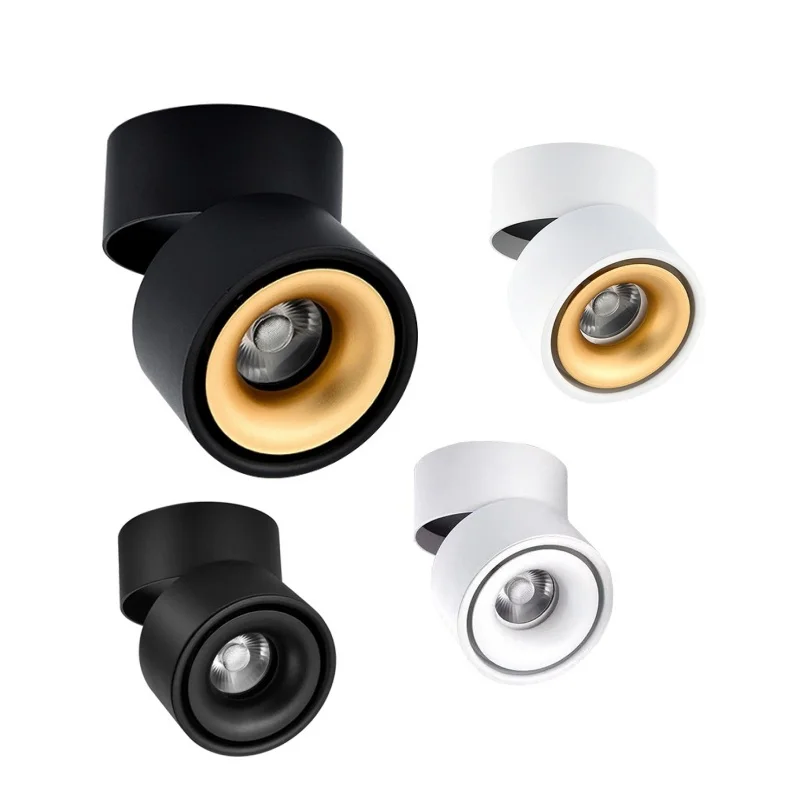 Surface Mounted LED Downlights COB Spotlight 7W 9W 12W 15W 18W Dimmable 360° Rotatable Ceiling Lamp AC85-265V Commercial License