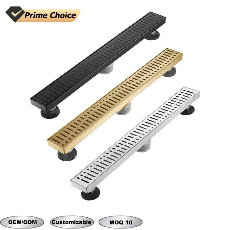 for OEM ODM Custom Modern Long Grille Bathroom Sink Drain Pipe Removable Pattern Stainless Steel 304 316 High Flow Eco