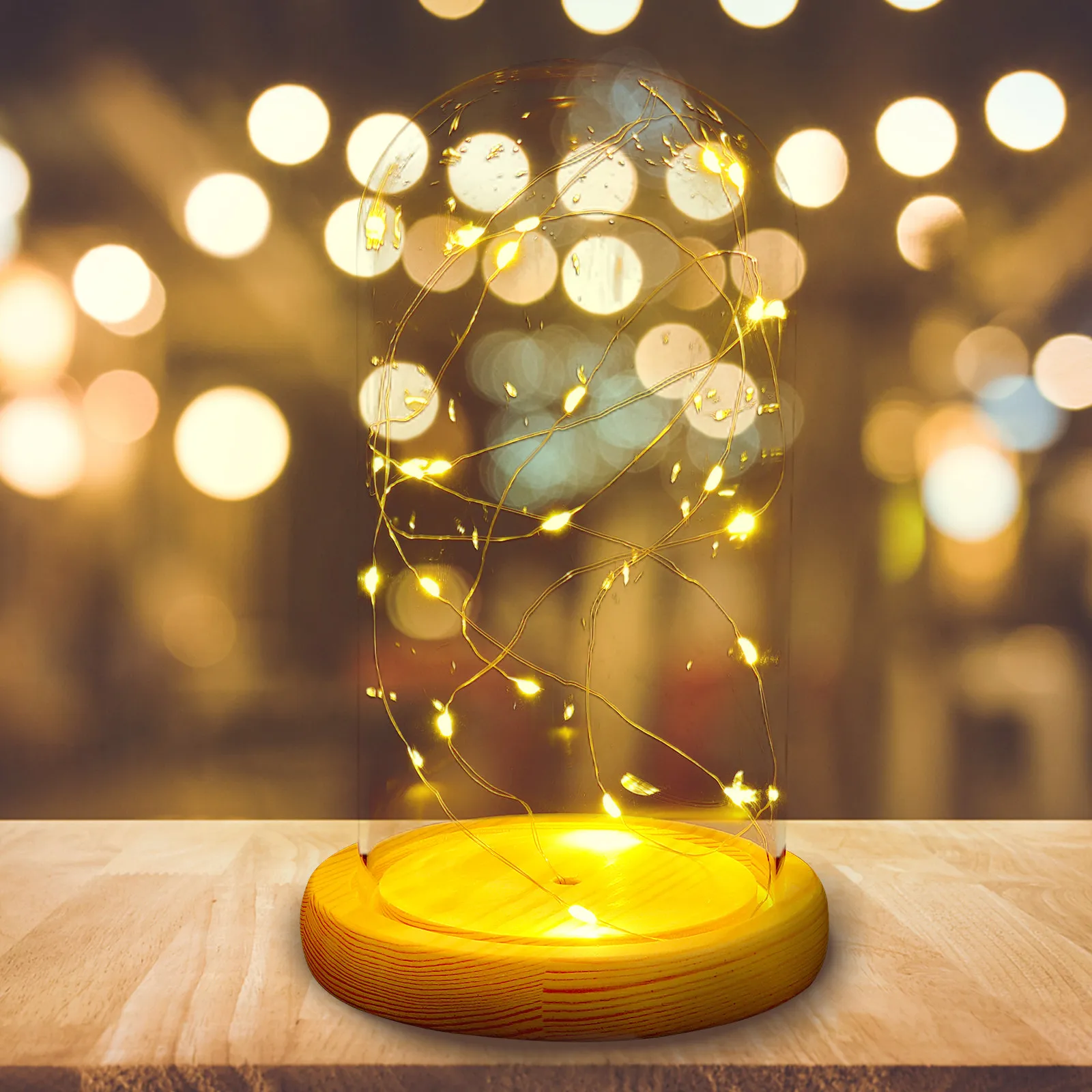 

Creative Glass Dome LED Night Light Table Lamp with Warm Star Light for Home Office Kids Room Decor Desktop Decoration Gift
