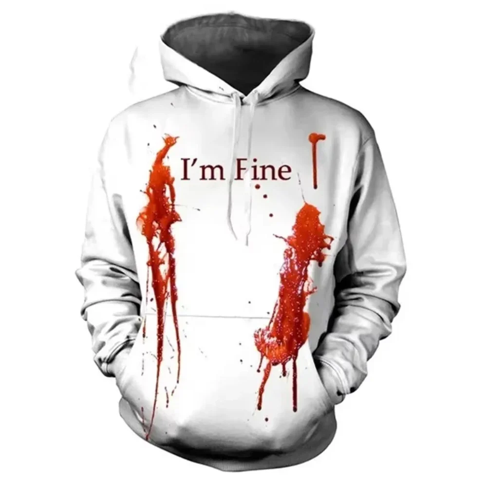 New Men's Hoodies Halloween Costumes 3D Printed Blood Pullover Fashion Oversized Men's Hoodies Autumn Winter Men's Clothing