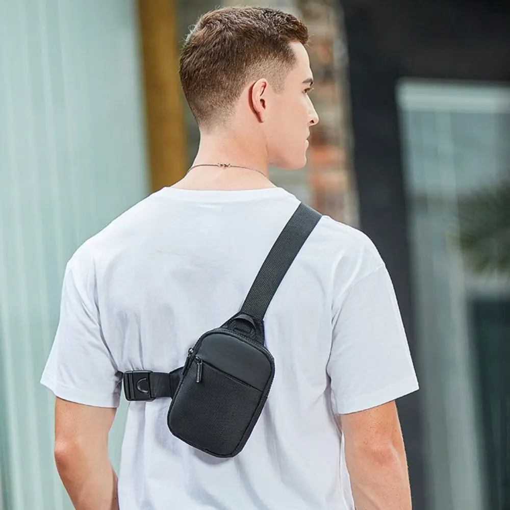 Portable Zipper Men Chest Bag Multipocket Nylon Mobile Phone Bag Handbag Waterproof Small Shoulder Bag Workout