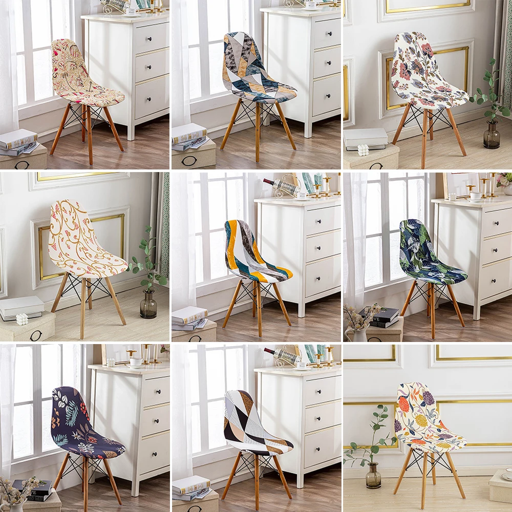 

Elastic Printed Dining Chair Cover Back Chair Covers Household Chair Covers Special-Shaped Office Home Removable Fundas Sillas