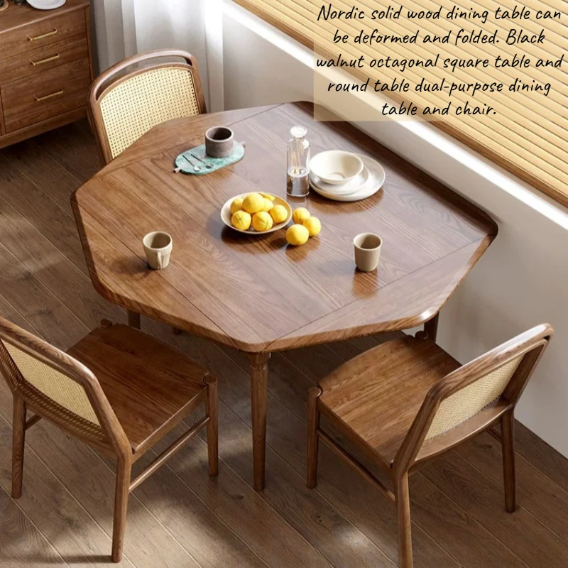 

6 Chairs Coffee Dining Table Round Kitchen Extendable Italian Wood Vintage Foldable Table Center Modern Luxury Room Furniture