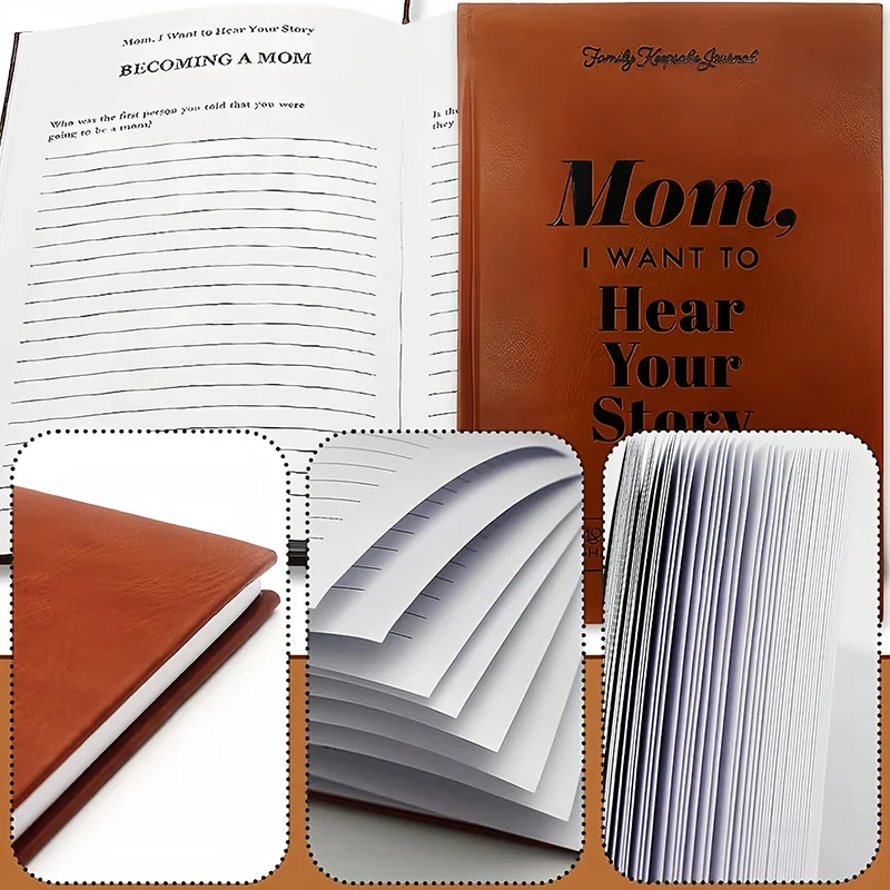 Mom, I Want To Hear Your Story Leather Hardcover Ribbon Bookmark Mom Tell Me Your Life Story Journal Meaningful Memory Journal