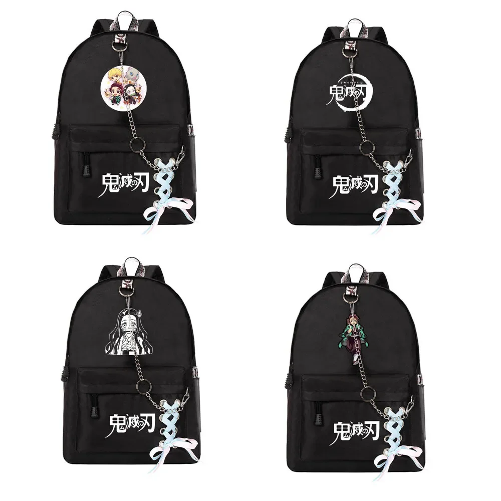 

Demon Ghost Slayer Anime Peripheral School Bag Cartoon Backpack Chain Backpack Male and Female Student Casual Canvas Bag