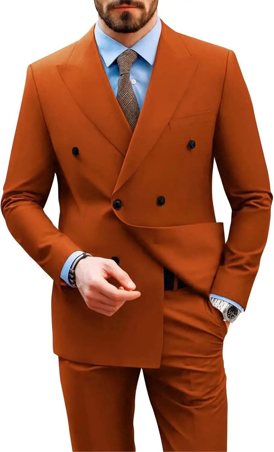 

2 Piece Double Breasted Suit Men Slim Fit Double Breasted Blazer Jacket Pants Suit Wedding Prom