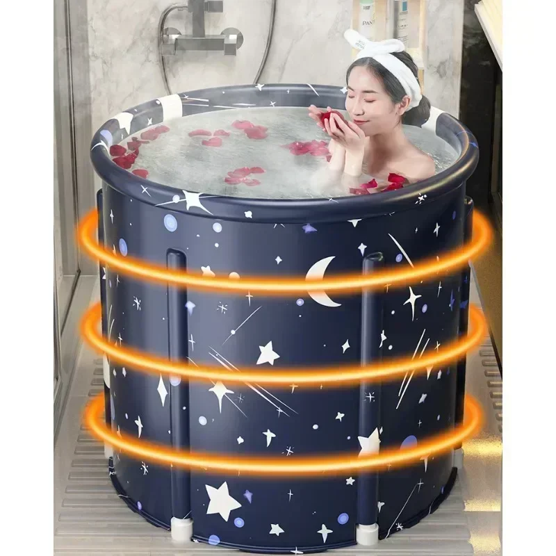 Portable Collapsible Bath Bucket Bathtub Large Capacity Bathroom Ice Bath Winter Shower Bathing Artifact Free Installation