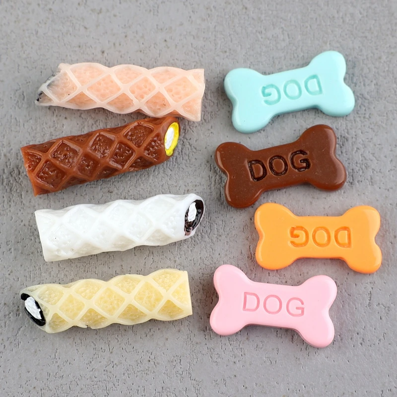 30pcs Resin Mini Dog Food Embellishments Flatbacks Cabochon For DIY Scrapbook Crafts Cute Simulated Dog Foods Small Slime Charm