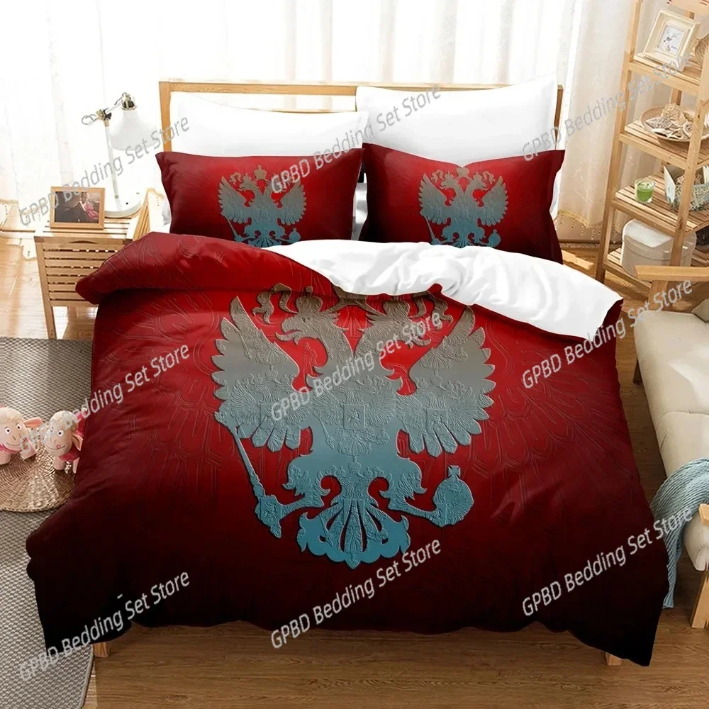 Russian Flag State Insignia 3D Bedding Set Duvet Cover Pillowcases Single Twin Full Queen King Size Home Decor Quilt Boys Gift
