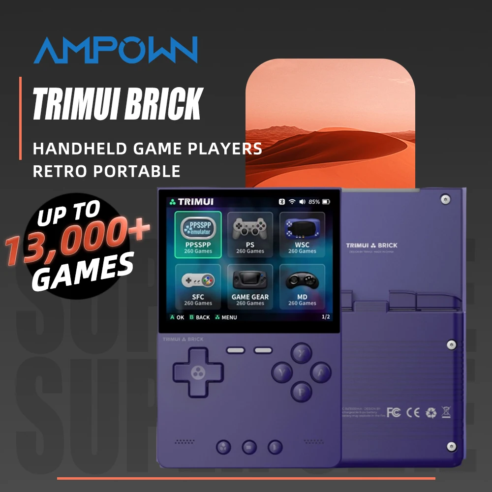 AMPOWN Trimui BRICK Handheld Game Players Consoles 3.2'' IPS Screen Emulator Portable Retro Video Games Linux System Allwinner