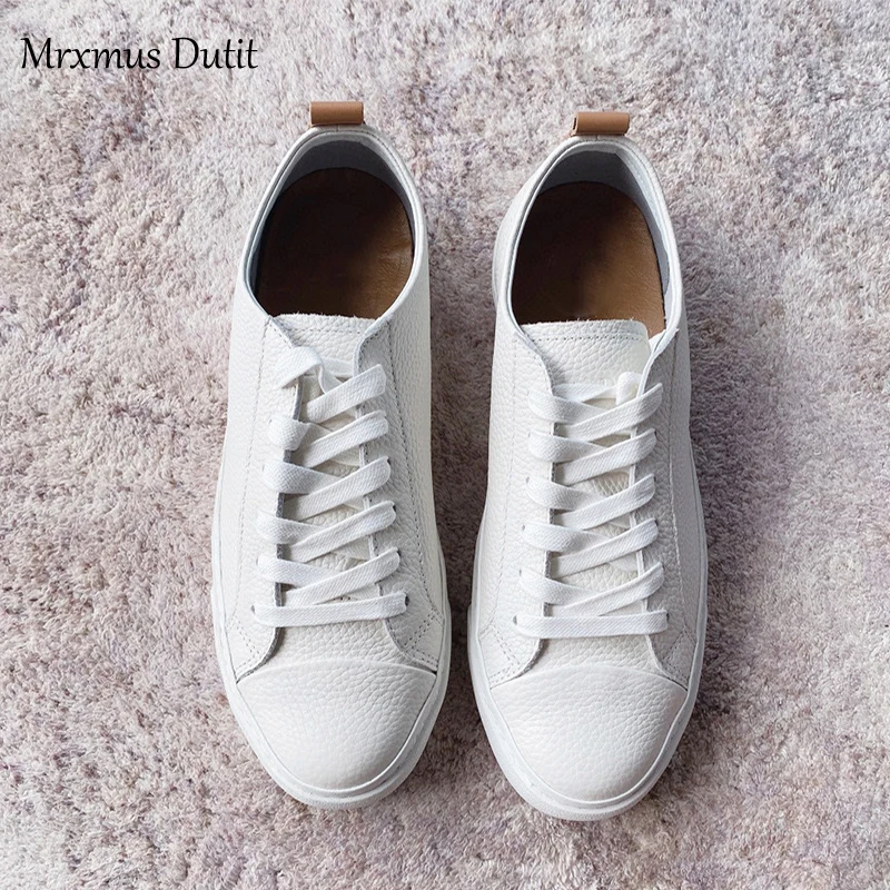 Mrxmus Dutit 2023 New Spring Autumn Women Fashion Genuine Leather Thick Sole Shoes Simple Color Matching All-match Casual Female