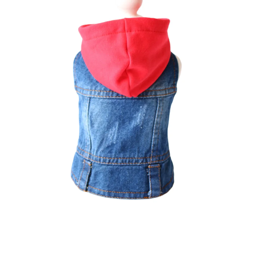 

Dog Apparel Denim Jacket Red Knitted Hat Xs Retro Style Pet Clothes Attractive Multicolored Design Pet Vests Denim Jacket