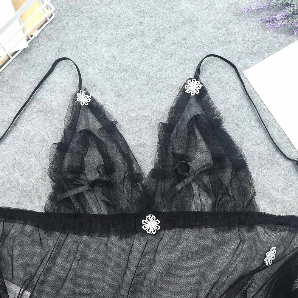 نمط جديد حار بيع الملابس الداخلية الدانتيل الملابس الداخلية ثونغ g-سلسلة نوم أكمام تنورة ثوب النوم الأقواس تنورة #1