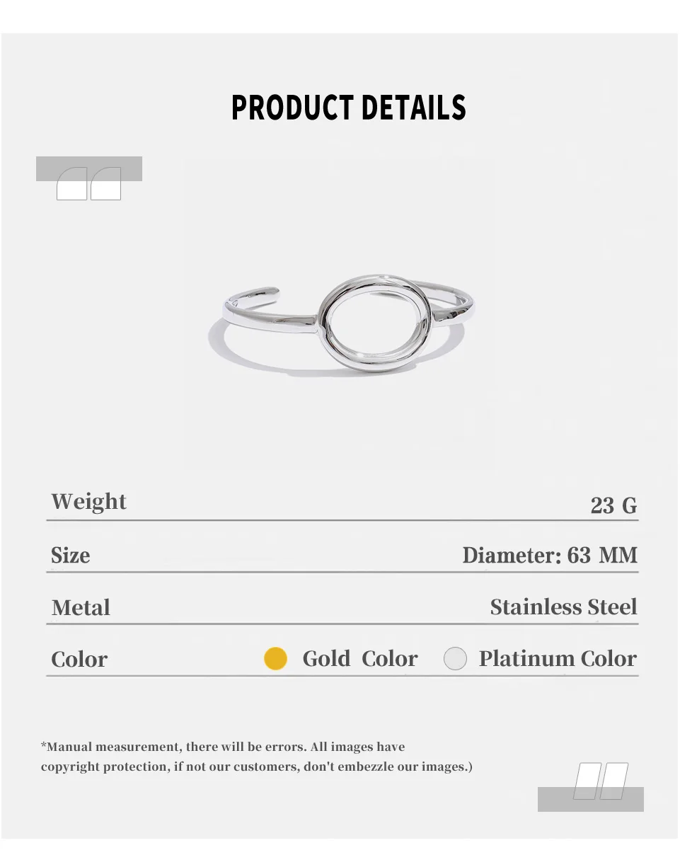 NiNice الفولاذ المقاوم للصدأ كم سوار بيضاوي الشكل هندسي البساطة تصميم الأزياء تحسس مقاوم للماء مجوهرات رائعة #6