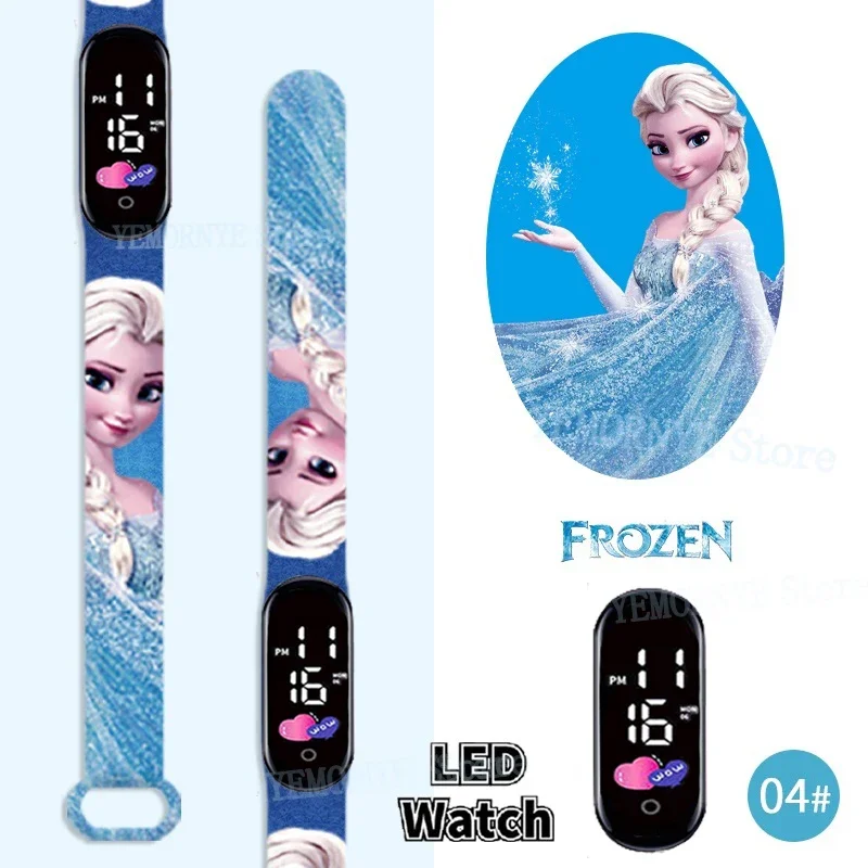 Disney frozen digital crianças relógios anime figuras led relógio luminoso toque à prova dwaterproof água relógio esportivo eletrônico crianças presente de aniversário