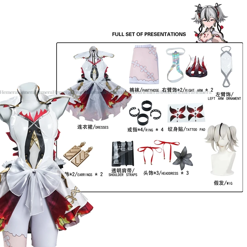 Camellya Cosplay Dress Costume Wig Game Wuthering Waves Girls Hair Decor Ponytail Fancy Outfit Halloween Christmas Women Clothes