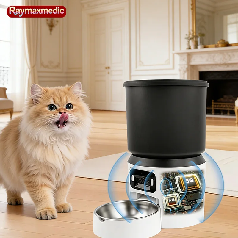 

Автоматическая кормушка для кошек и собак Raymax 4L с Wi-Fi камерой, кнопкой управления, умным дозатором корма, Wi-Fi таймером, видео и миской из нержавеющей стали