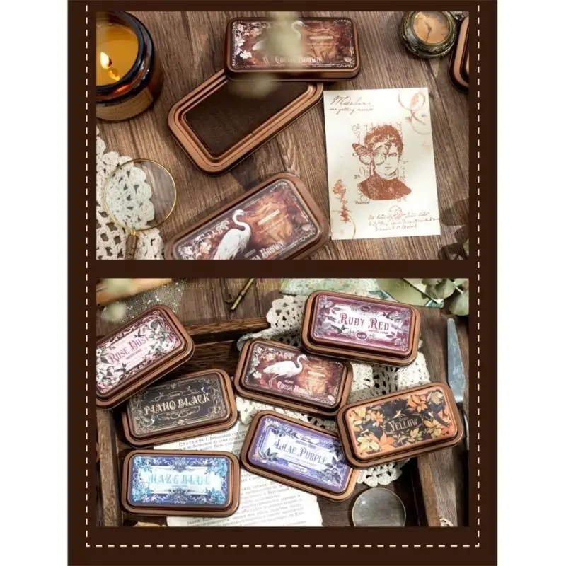 Retro Paper Inkpads Medieval Series Pad mit Metal Case School Supply