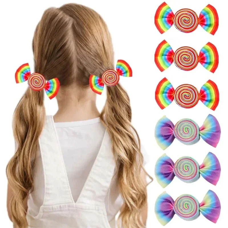 Oaoleer 2PCS Christmas Candy Hair Clips for Children Sweet Girls Candy Bow Hairpins Kids Barrettes Christmas Hair Accessories