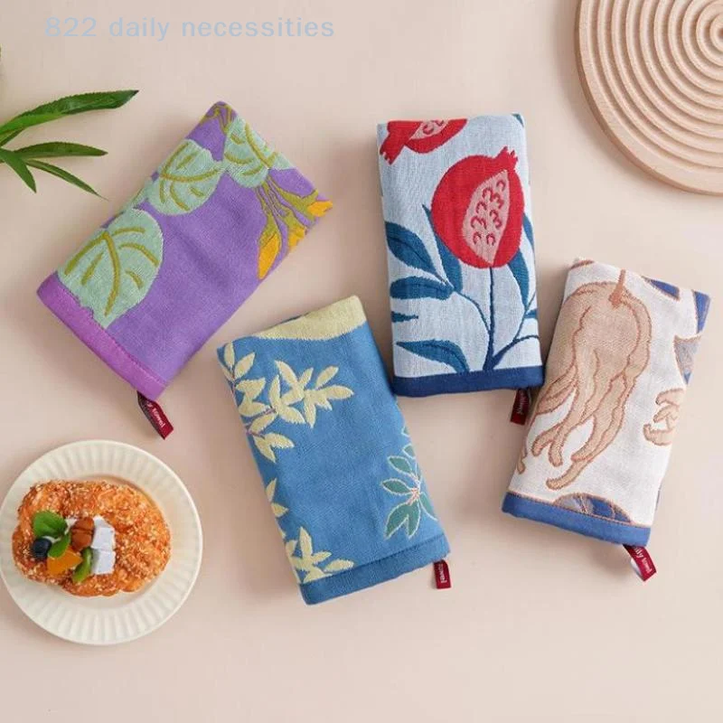 34x40cm Large Hand Towel Kitchen Towel 4Layer Cotton Gauze Pure Cotton Dish Cloth Quick Dry Decorative Tea Towel Home Restaurant