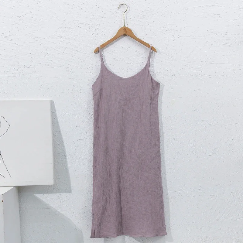 Mussola 100% garza di cotone abito estivo donna sexy senza maniche cinturino regolabile lato aperto laterale elegante partito boho vestito estivo abiti