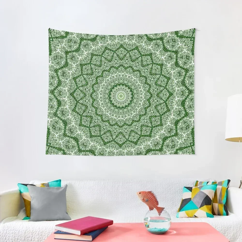 

Green and White Mandala. Tapestry Decoration Aesthetic Bathroom Decor Room Decoration Accessories Wall Art Tapestry