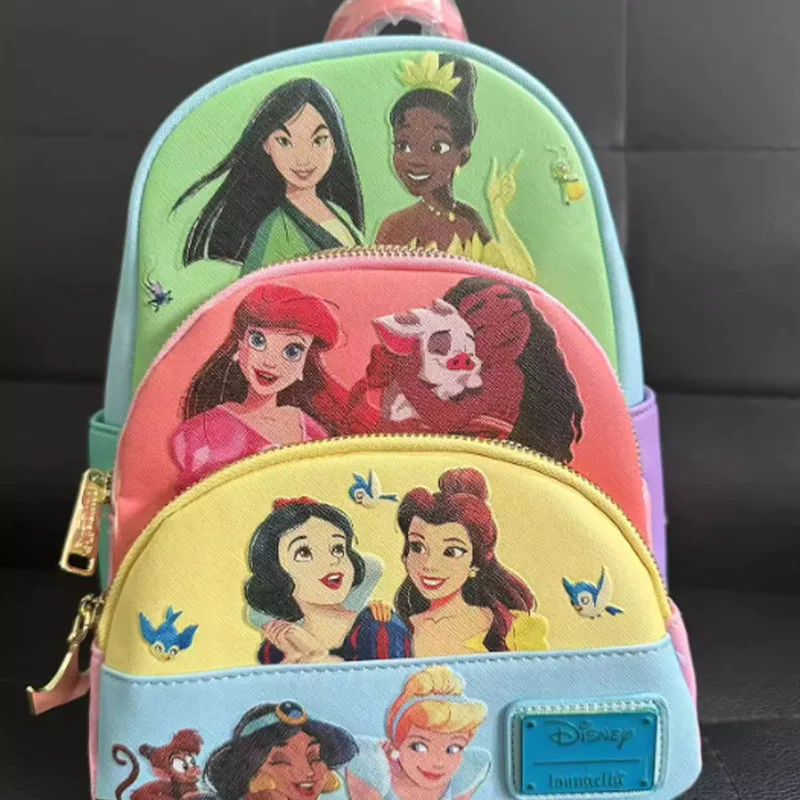 

New Loungefly Cartoon Anime Princess Collage Mini Backpack Fashion Accessory Large Capacity Surprise Girls Cute Xmas Gift