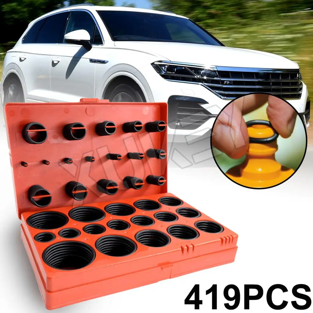 

419pcs Rubber O Ring Assorted Seal Assortment O Ring Seal Metric Grommet Garage Plumbing Kit With Box Case R01-R32 Universal