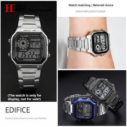 Imagen 2 del producto Nueva pulsera de metal para Casio AE1200 Ae1300 A158 A-159 A169 A168 F91 correa de reloj cuadrada pequeña de acero inoxidable AE-1200