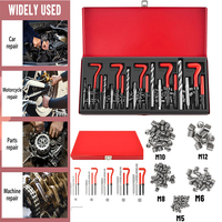 BRIEFNESS 131pc Thread Insert Kit with Box, M5 M6 M8 M10 M12 Repair Set, Tap Drill Tool, Fix Stripped Damaged Threads