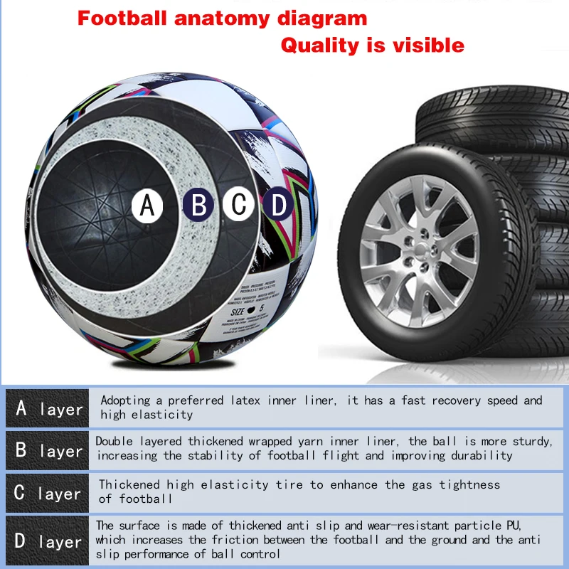 Pallone da calcio ufficiale della lega taglia 5 Pallone da calcio professionale ad alta elasticità PU incollato senza cuciture per uomo e donna