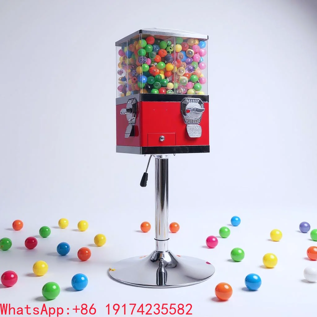 

Wholesale Factory Price 4 Head Coin Operated Gumball Vending Machine Mini Commercial Candy Dispenser With Stand For Kids