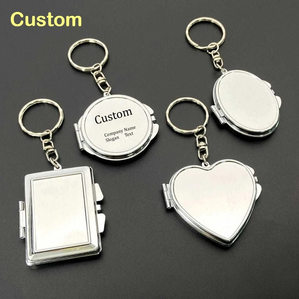 

Personalized Bag Keyring Folding Mirror Heart-shaped Geometric Shape Double-sided Mirror Keychain for Car Customized Cute
