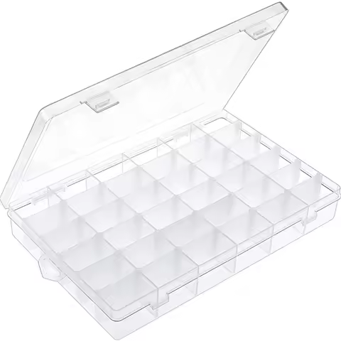 36 Grid Transparent Plastic Storage Box, with adjustable compartments, for storing small items