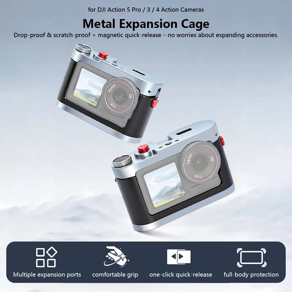 Für DJI Action 5 Pro 4 3, Schutzrahmen, Kombi-Käfig, ultraleichter Rahmen aus Aluminiumlegierung mit Schnellverschluss-Magnetadapter – Detail 21