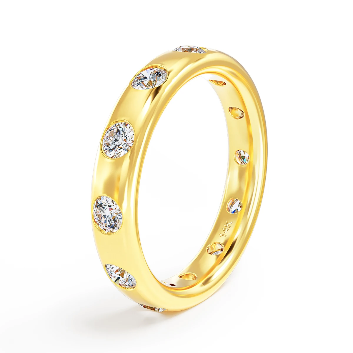 Women Full Paved Moissanite Ring D Color VVS1 GRA Certified 14K Gold Plated Wedding Engagement Band Jewelry Gift